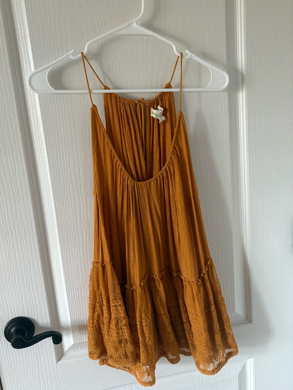 Staring at Stars Mustard Tiered Lace-Trim Camisole
